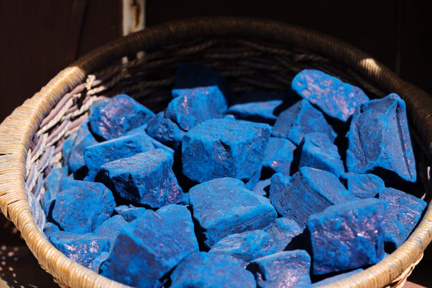 Blue indigo cubes for sale in the market